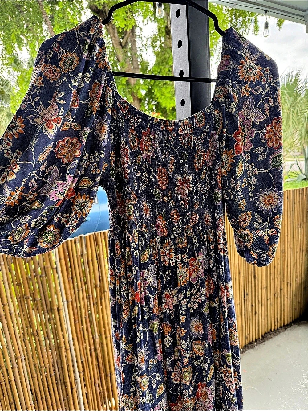 ANGIE Floral Maxi Dress in Blue Size Small